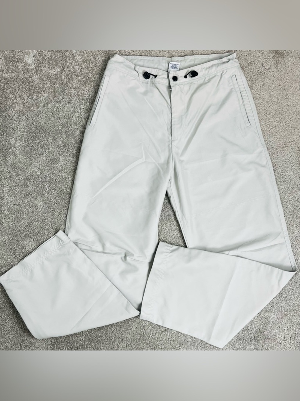 Vintage Gap Factory Men’s Off White Pants Sz S Drawstring Ankle Zippers Pocket